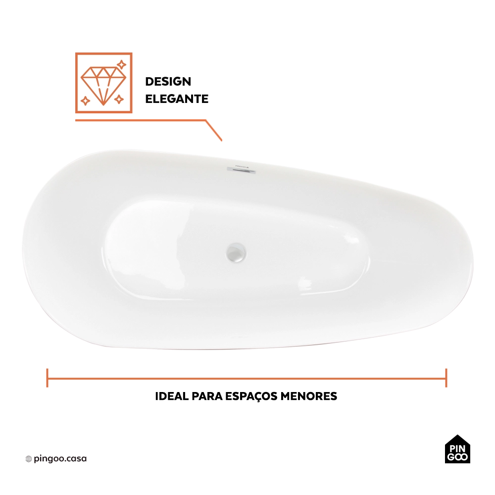 Banheira Freestanding Imersao 170 cm Ipameri Pingoo.casa - Branco