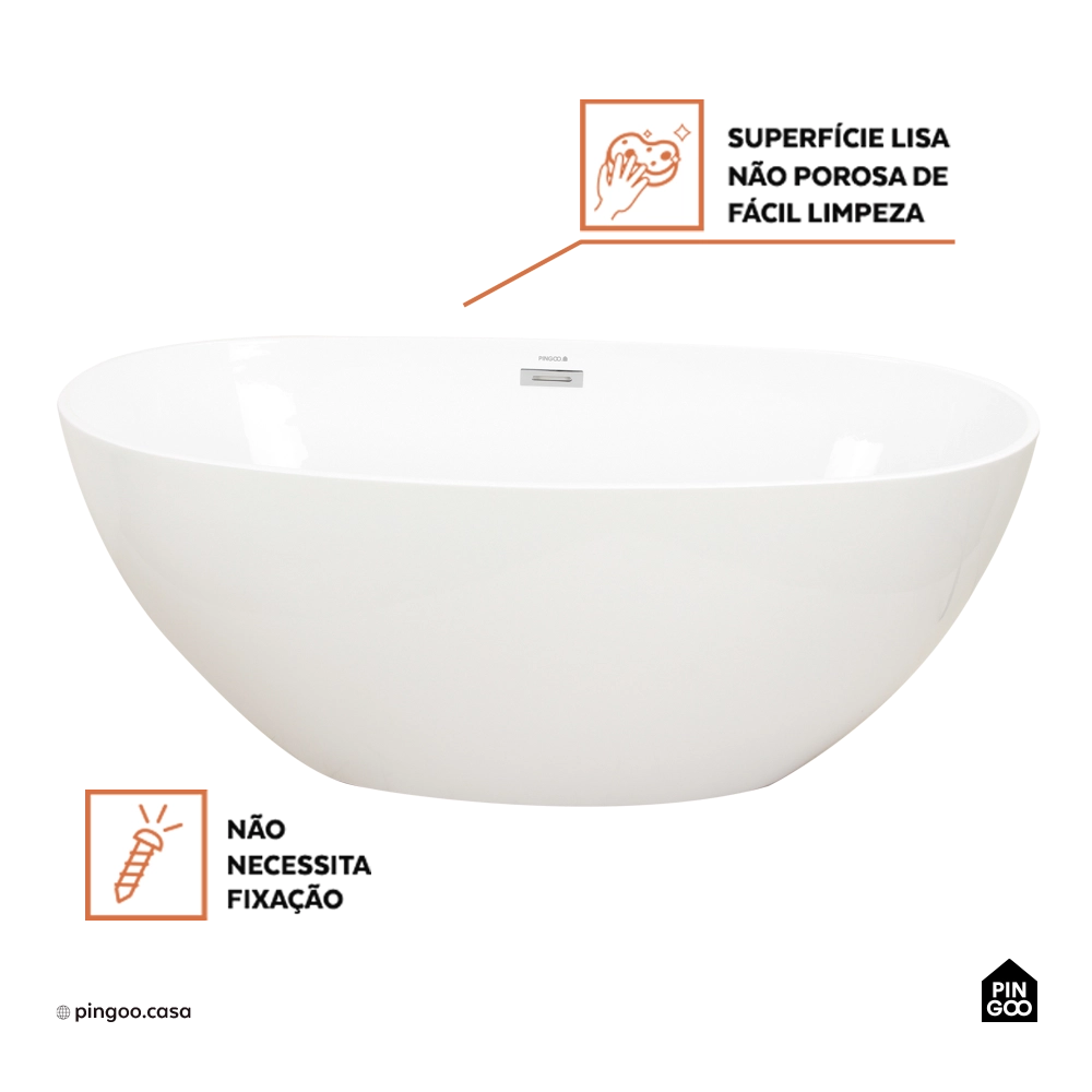 Banheira Freestanding Imersao 150 cm Juqueri Pingoo.casa - Branco