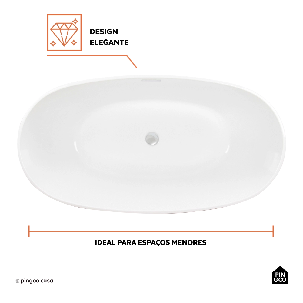 Banheira Freestanding Imersao 150 cm Juqueri Pingoo.casa - Branco