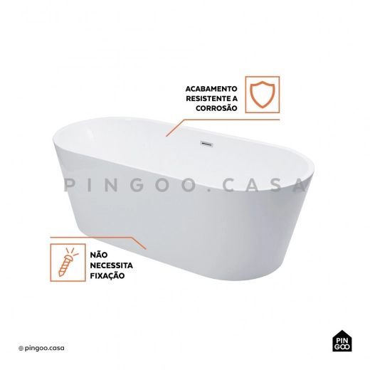 Banheira Freestanding Imersão Acrílico 169 cm Malaquita Branco