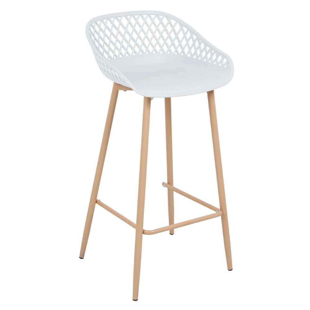 Banqueta alta para bancada Clarice Cloe com base de metal - Branco Banqueta alta para bancada Clarice Cloe com base de metal - Branco