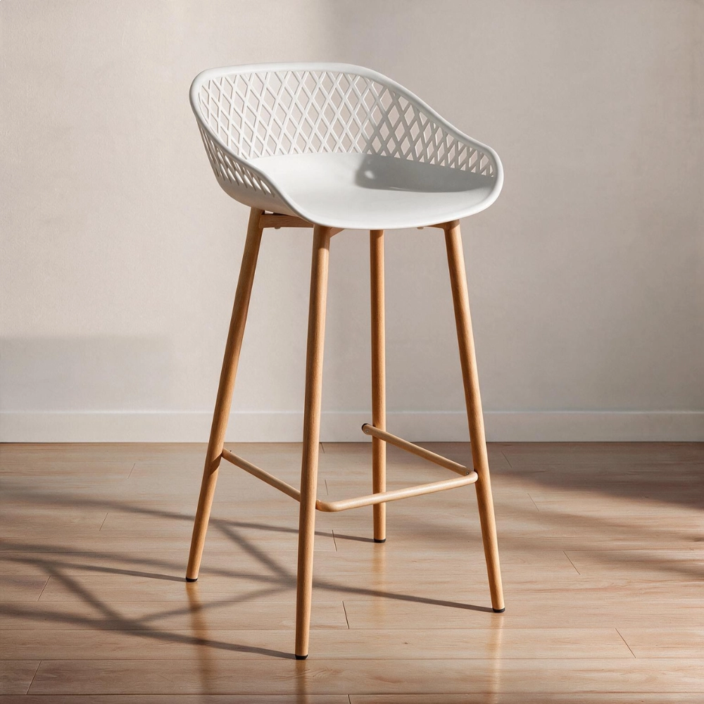 Banqueta alta para bancada Clarice Cloe com base de metal - Branco Banqueta alta para bancada Clarice Cloe com base de metal - Branco