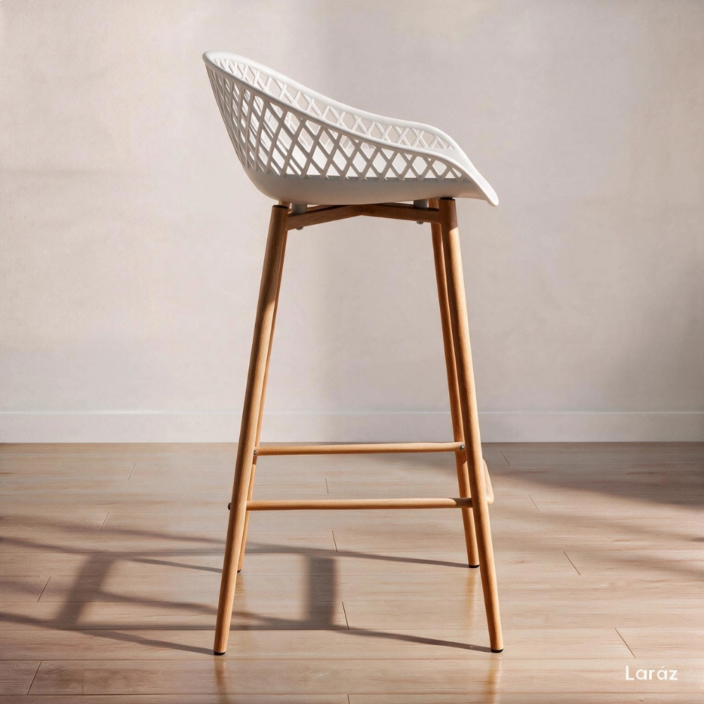 Banqueta alta para bancada Clarice Cloe com base de metal - Branco Banqueta alta para bancada Clarice Cloe com base de metal - Branco