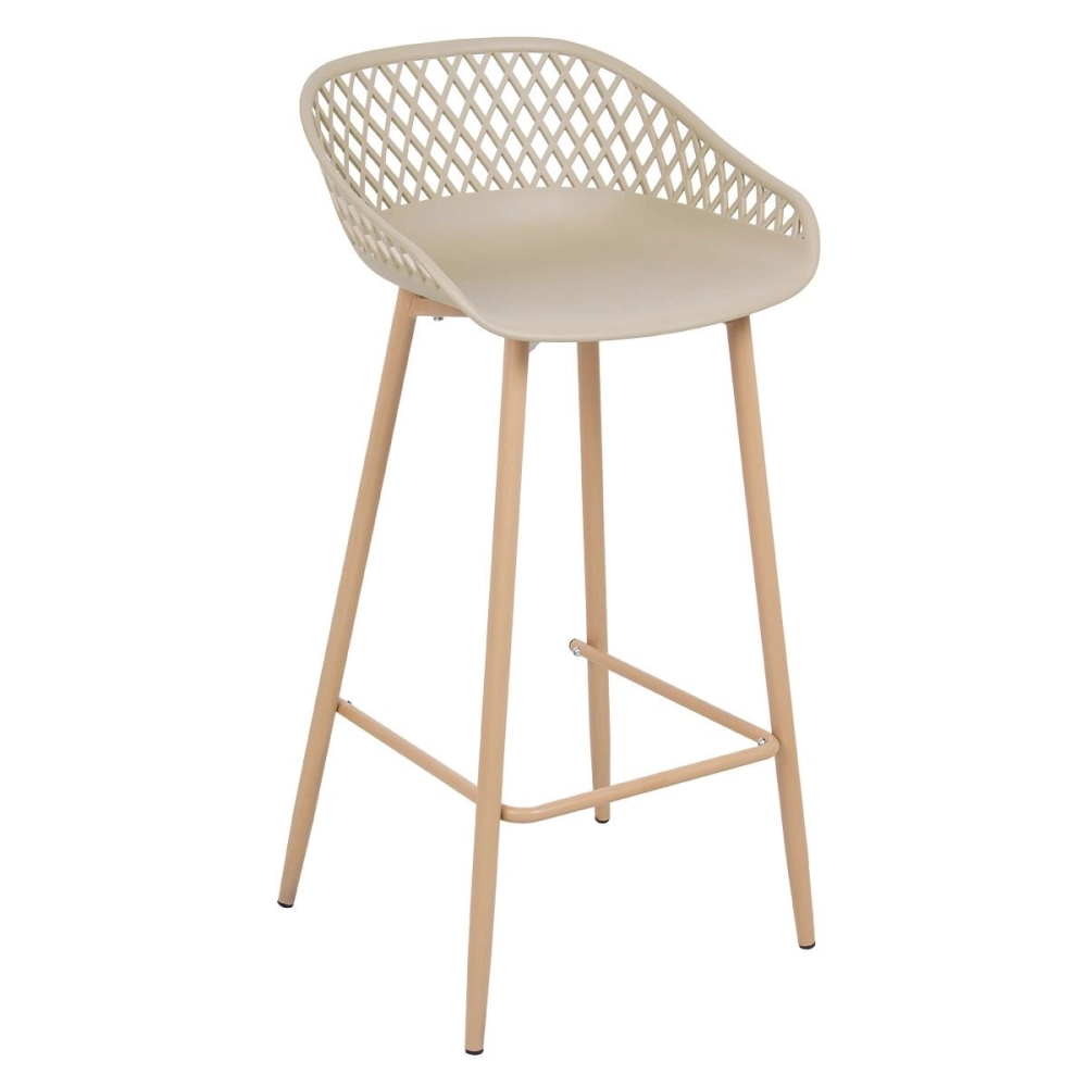 Banqueta alta para bancada Clarice Cloe com base de metal - Nude Banqueta alta para bancada Clarice Cloe com base de metal - Nude