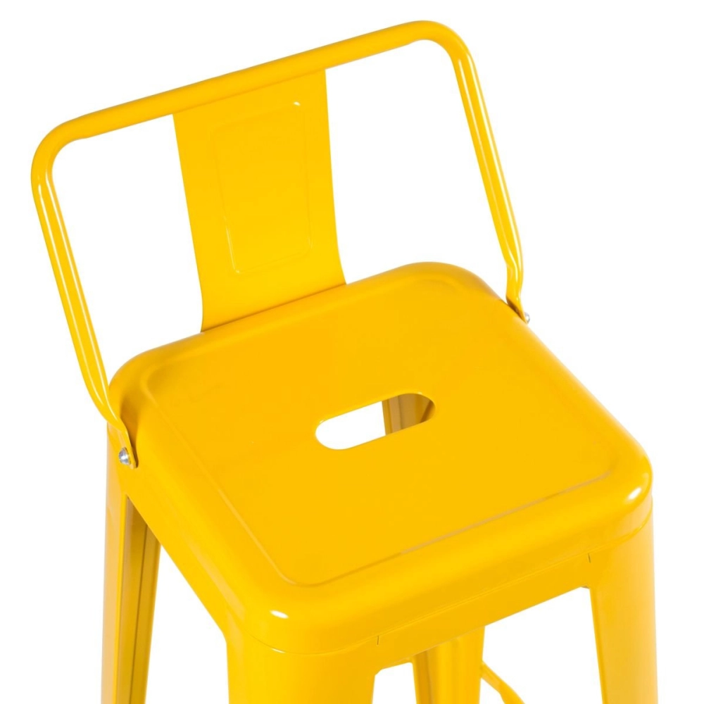 Banqueta alta para bancada Iron Tolix com encosto 76 cm - Amarelo