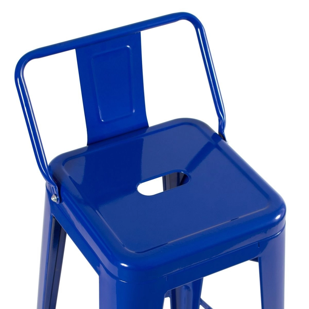 Banqueta alta para bancada Iron Tolix com encosto 76 cm – Azul escuro