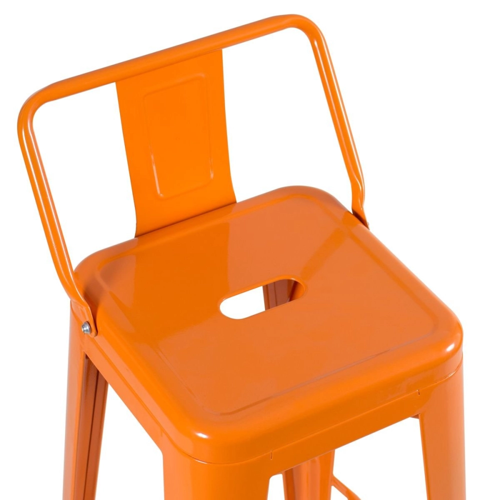 Banqueta alta para bancada Iron Tolix com encosto 76 cm – Laranja