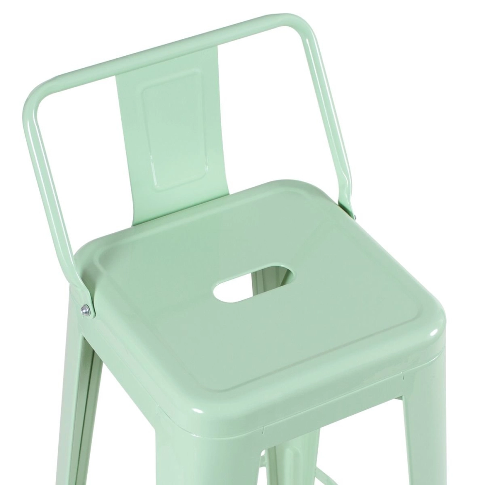 Banqueta alta para bancada Iron Tolix com encosto 76 cm – Verde claro Banqueta alta para bancada Iron Tolix com encosto 76 cm – Verde claro