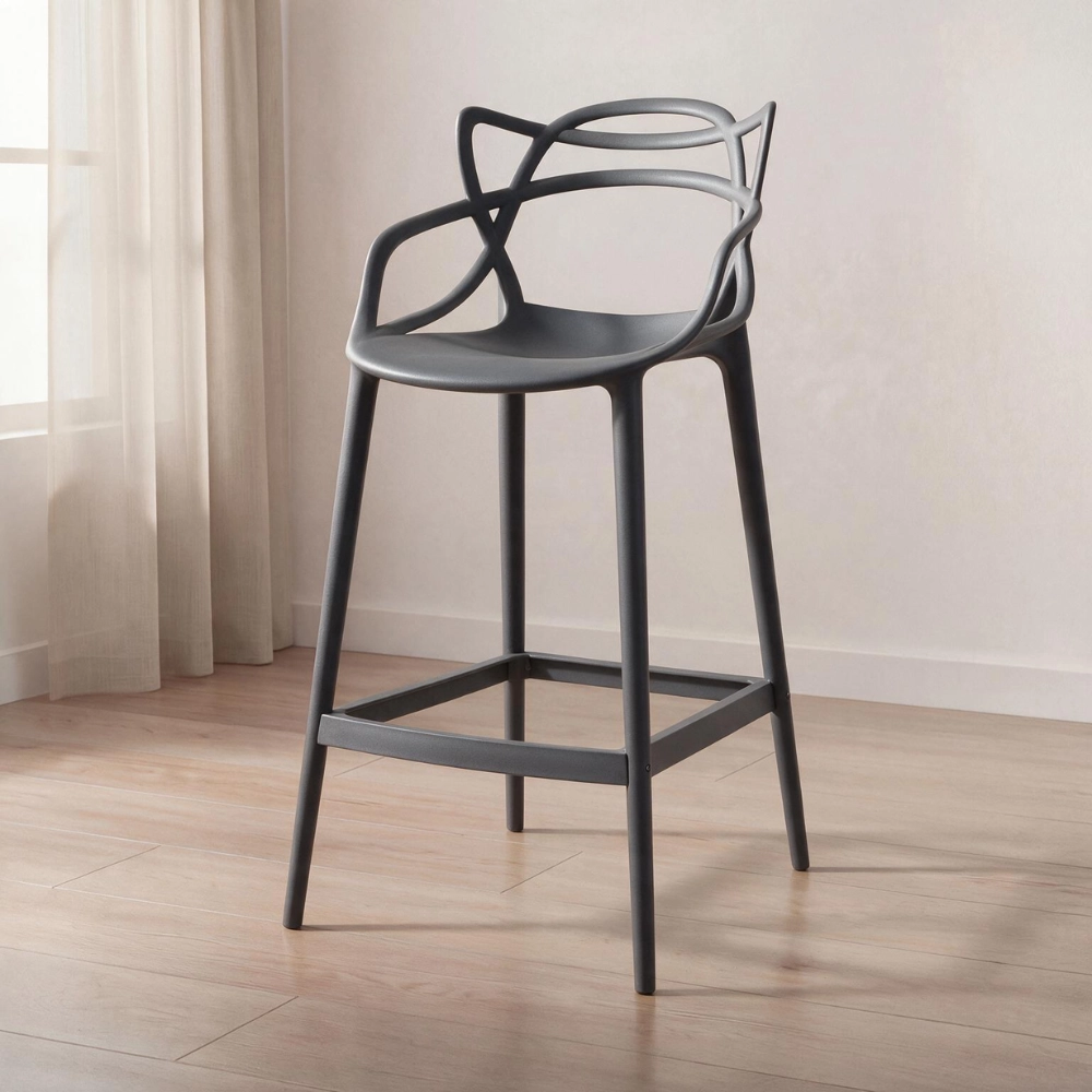 Banqueta alta para bancada Master Allegra em Polipropileno 78 cm - Cinza escuro Banqueta alta para bancada Master Allegra em Polipropileno 78 cm - Cinza escuro