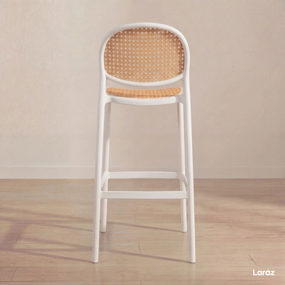 Banqueta alta para bancada Mumbai com assento anatômico 78 cm – Branco