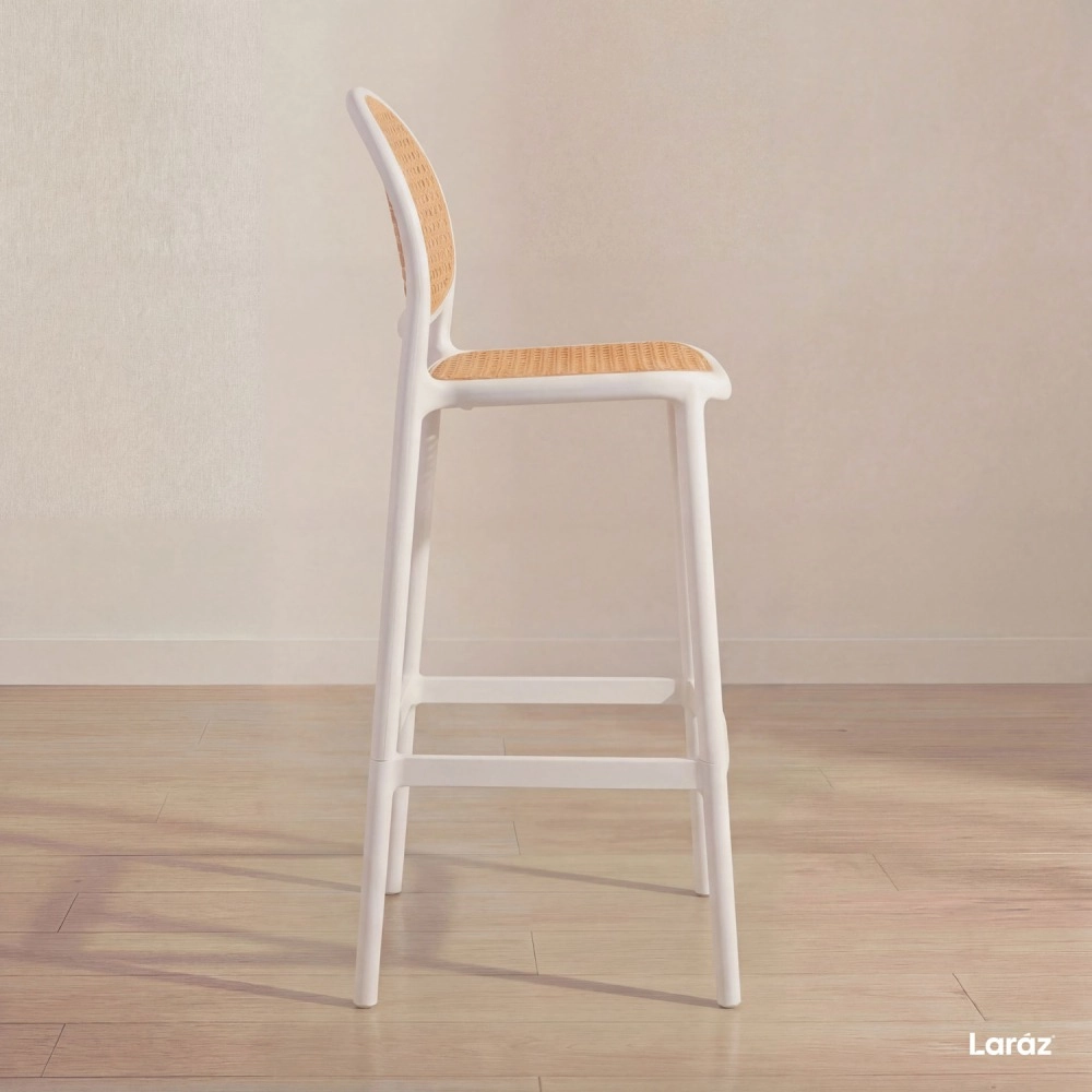 Banqueta alta para bancada Mumbai com assento anatômico 78 cm – Branco