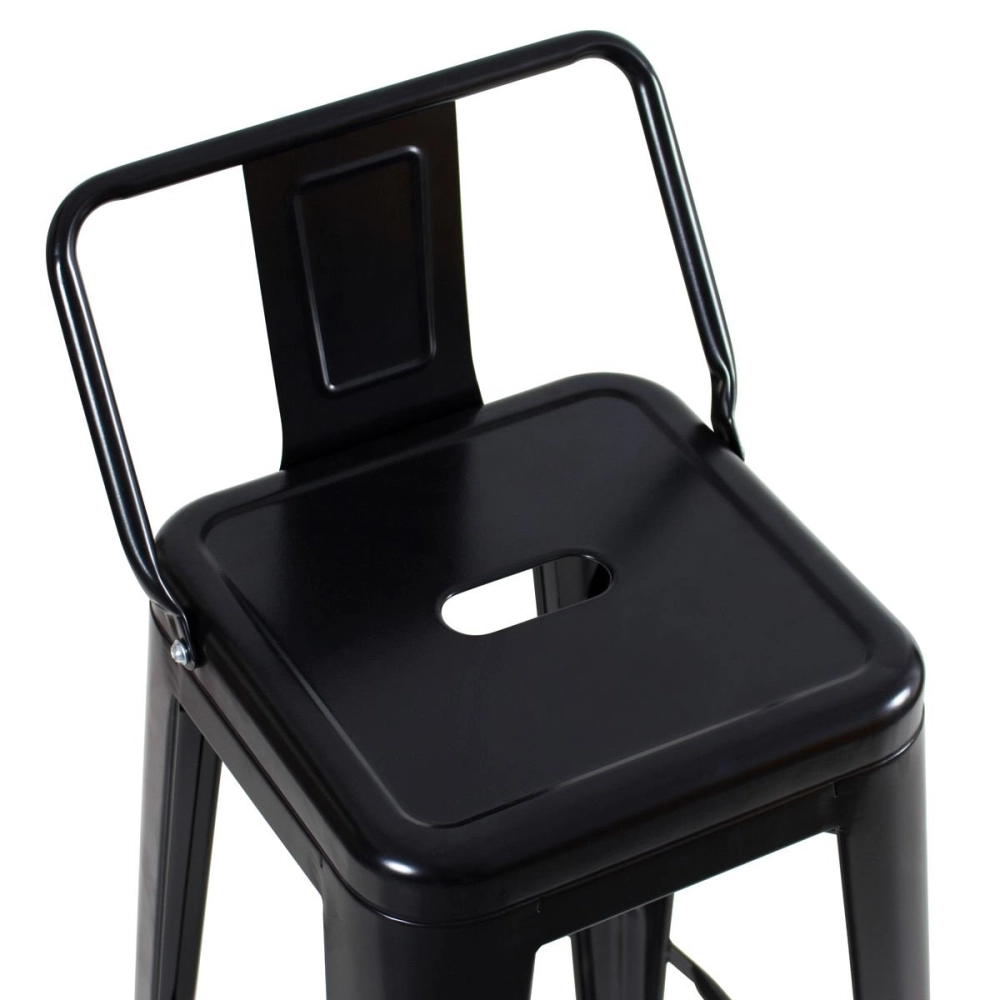 Banqueta média para bancada Iron Tolix com encosto 61 cm - Preto