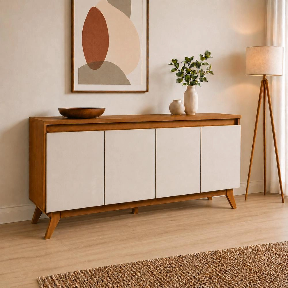 Buffet Aparador Nantes Laráz 4 Portas Off White para Sala de Jantar e Estar Buffet Aparador Nantes Laráz 4 Portas Off White para Sala de Jantar e Estar