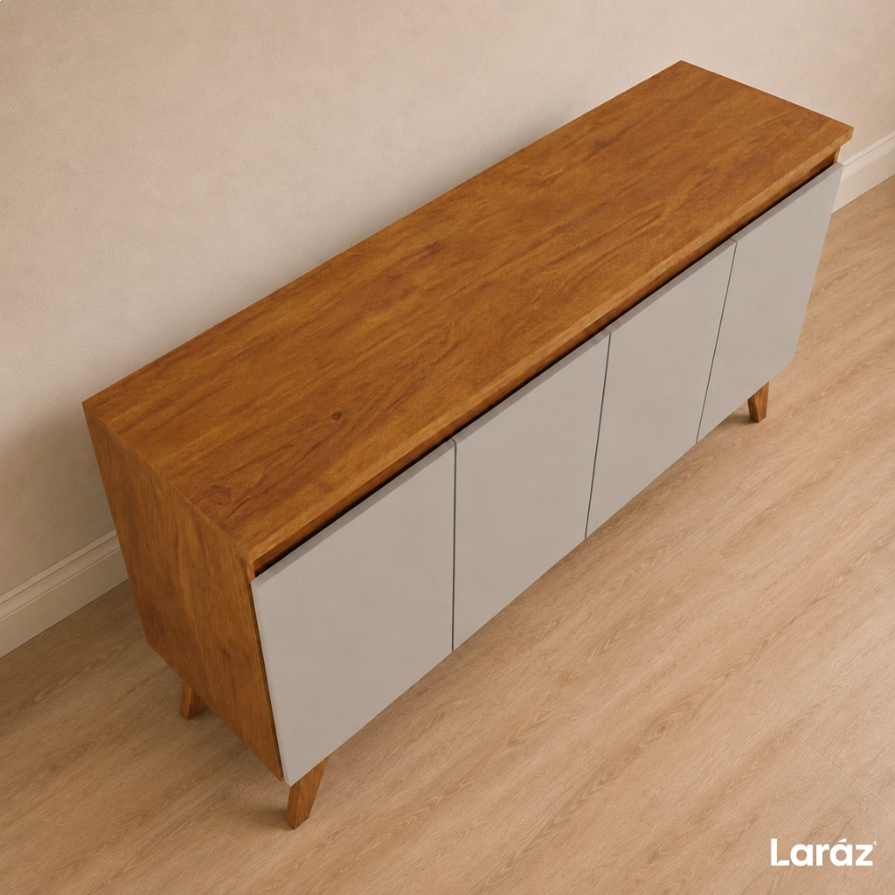 Buffet Aparador Nantes Laráz 4 Portas Off White para Sala de Jantar e Estar Buffet Aparador Nantes Laráz 4 Portas Off White para Sala de Jantar e Estar