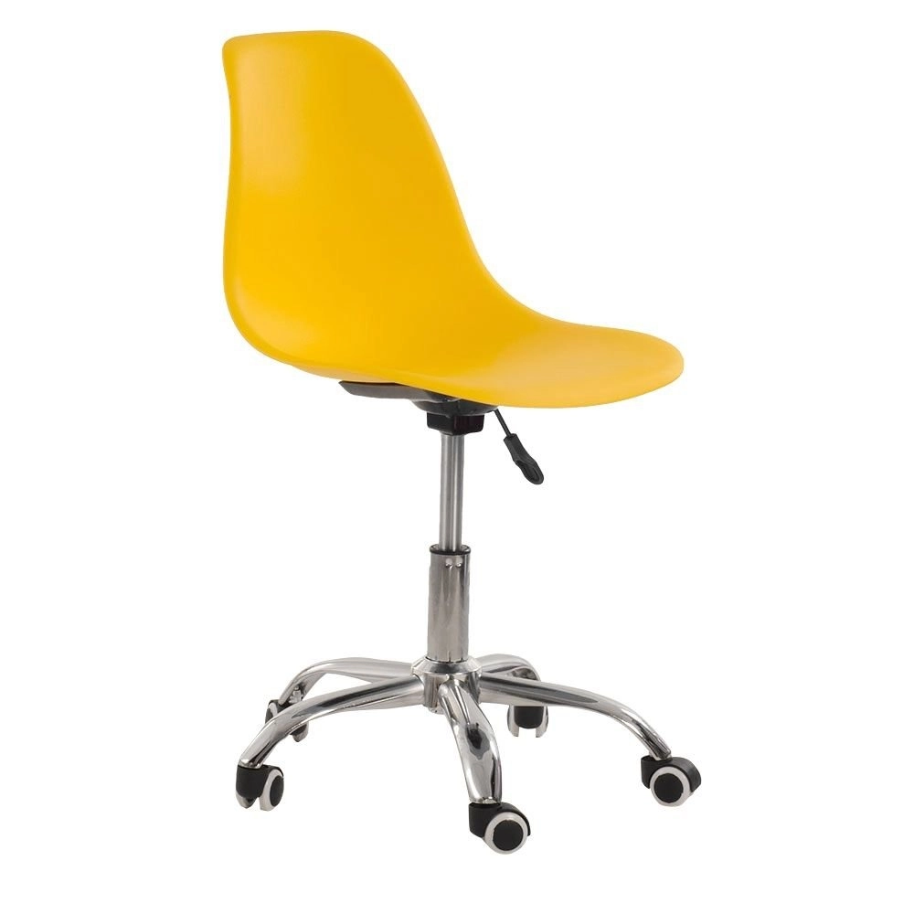 Cadeira com rodízios Eames Office escritório - Amarelo Cadeira com rodízios Eames Office escritório - Amarelo