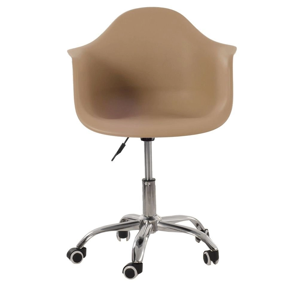 Cadeira com rodízios Eames Office escritório com apoio de braços - Nude