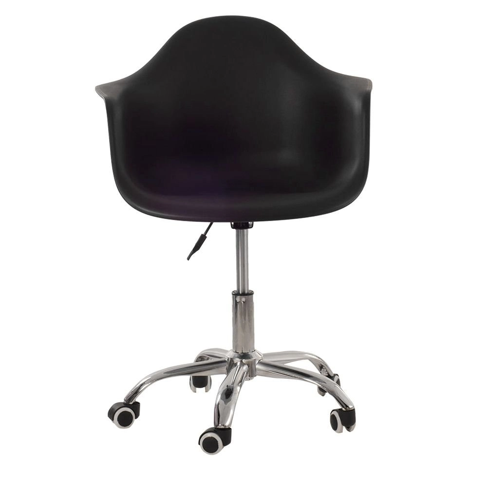 Cadeira com rodízios Eames Office escritório com apoio de braços - Preto