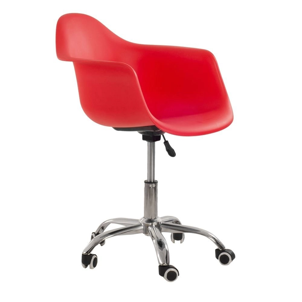 Cadeira com rodízios Eames Office escritório com apoio de braços - Vermelho Cadeira com rodízios Eames Office escritório com apoio de braços - Vermelho