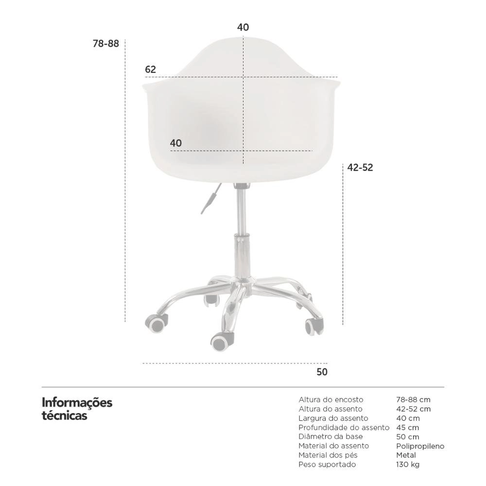 Cadeira com rodízios Eames Office escritório com apoio de braços - Vermelho Cadeira com rodízios Eames Office escritório com apoio de braços - Vermelho