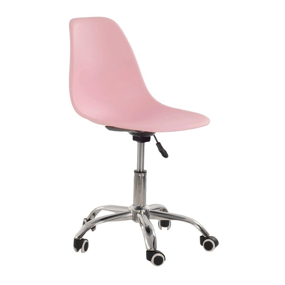 Cadeira com rodízios Eames Office escritório - Rosa Cadeira com rodízios Eames Office escritório - Rosa