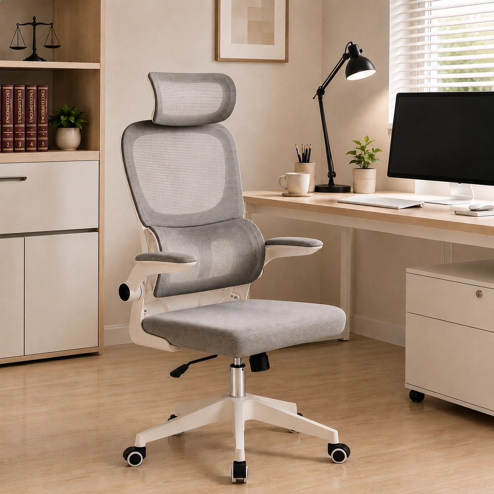 Cadeira de Escritório Presidente Genebra Mesh Ergonômica - Branco