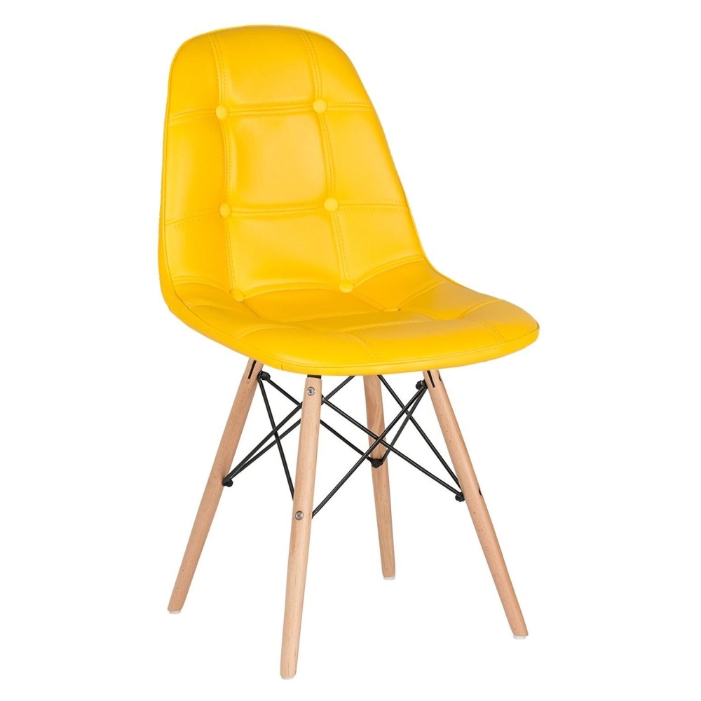 Cadeira de jantar Charles Eames Eiffel Botonê Estofada - Amarelo Cadeira de jantar Charles Eames Eiffel Botonê Estofada - Amarelo