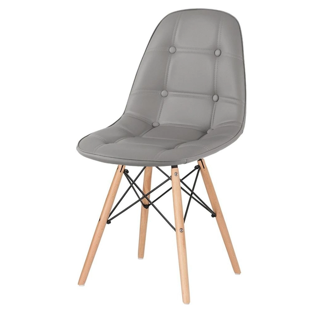 Cadeira de jantar Charles Eames Eiffel Botonê Estofada - Cinza
