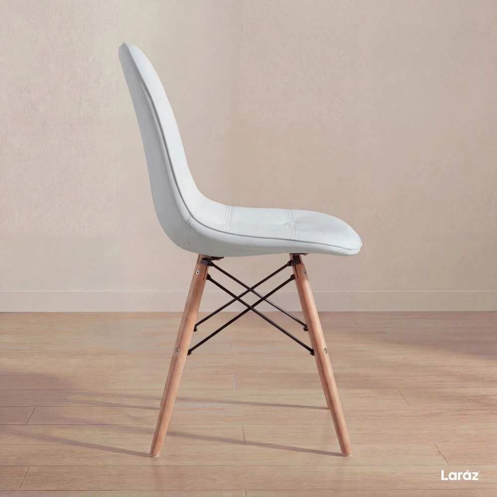 Cadeira de jantar Charles Eames Eiffel Botonê Estofada - Cinza claro