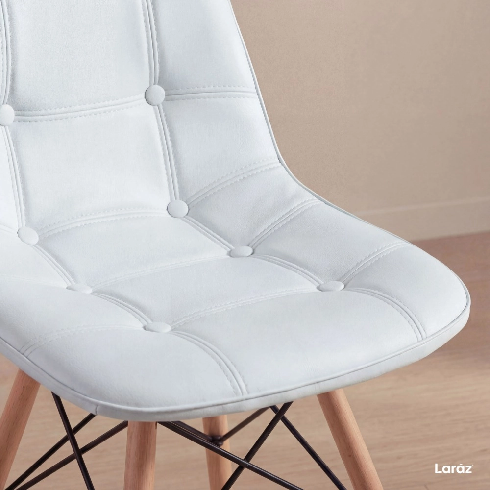Cadeira de jantar Charles Eames Eiffel Botonê Estofada - Cinza claro