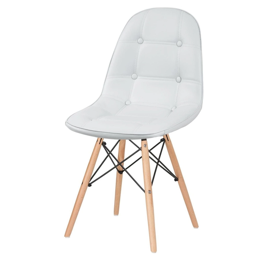 Cadeira de jantar Charles Eames Eiffel Botonê Estofada - Cinza claro
