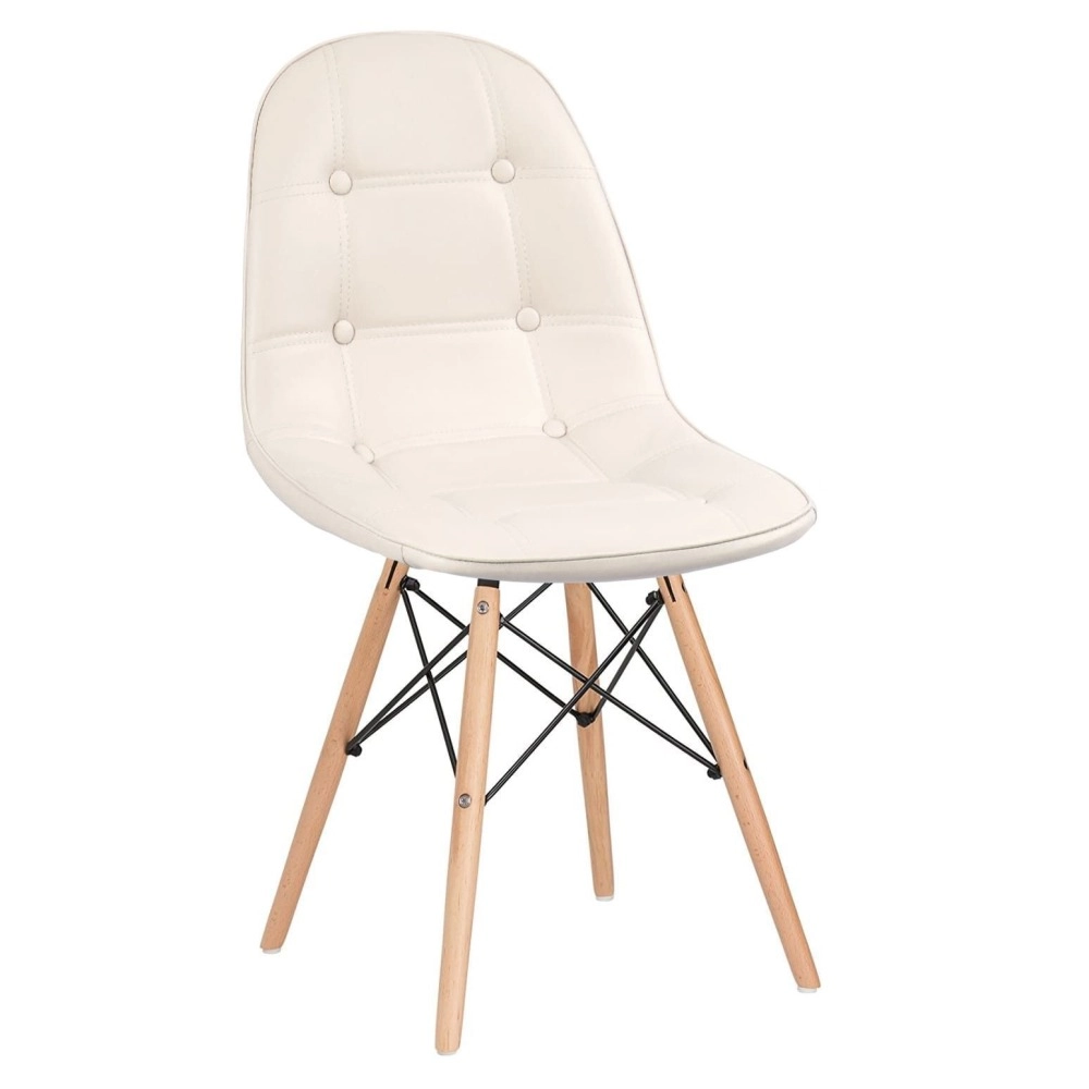 Cadeira de jantar Charles Eames Eiffel Botonê Estofada - Creme Cadeira de jantar Charles Eames Eiffel Botonê Estofada - Creme