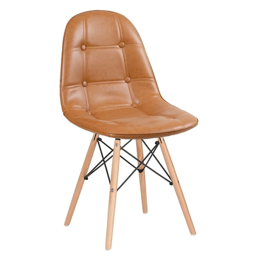 Cadeira de jantar Charles Eames Eiffel Botonê Estofada - Marrom caramelo Cadeira de jantar Charles Eames Eiffel Botonê Estofada - Marrom caramelo