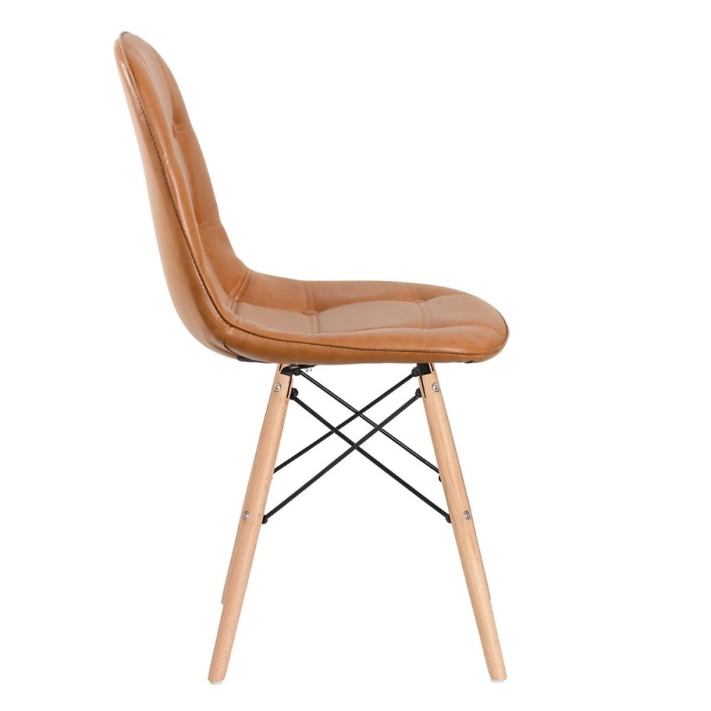 Cadeira de jantar Charles Eames Eiffel Botonê Estofada - Marrom caramelo Cadeira de jantar Charles Eames Eiffel Botonê Estofada - Marrom caramelo