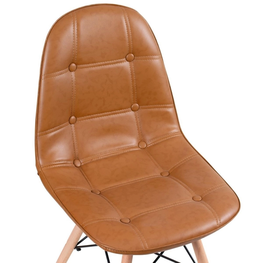 Cadeira de jantar Charles Eames Eiffel Botonê Estofada - Marrom caramelo Cadeira de jantar Charles Eames Eiffel Botonê Estofada - Marrom caramelo