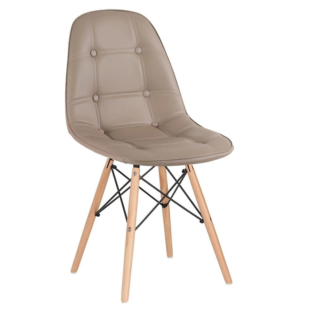 Cadeira de jantar Charles Eames Eiffel Botonê Estofada - Nude Cadeira de jantar Charles Eames Eiffel Botonê Estofada - Nude
