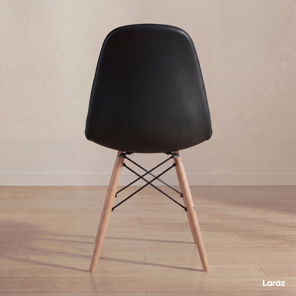 Cadeira de jantar Charles Eames Eiffel Botonê Estofada - Preto