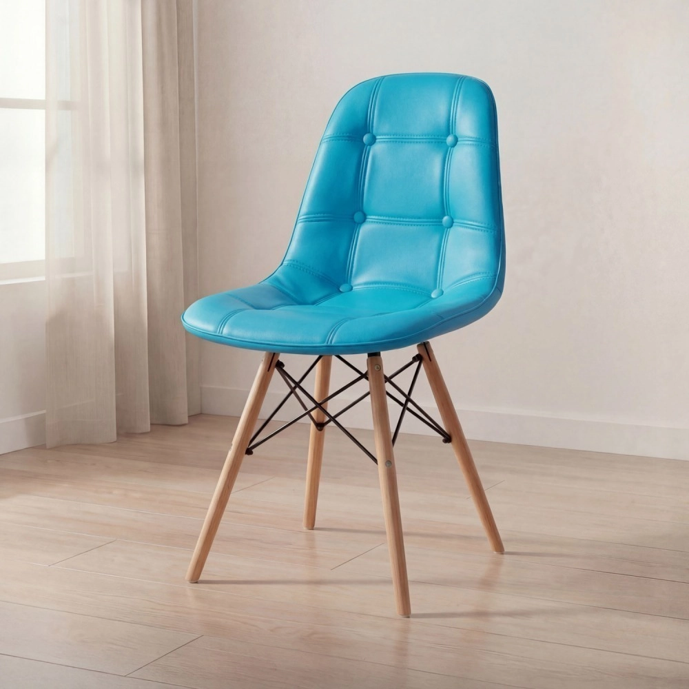 Cadeira de jantar Charles Eames Eiffel Botonê Estofada - Tiffany