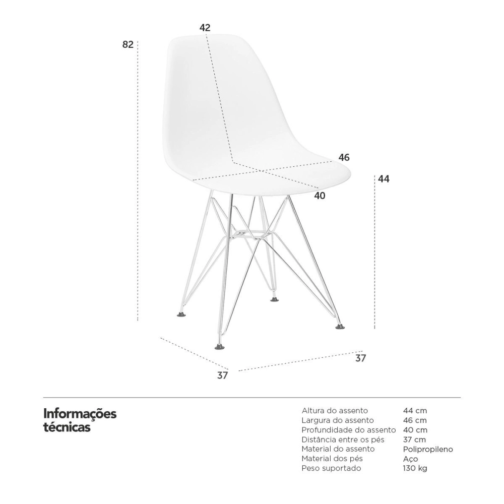 Cadeira de jantar Charles Eames Eiffel DKR em Polipropileno - Laranja Cadeira de jantar Charles Eames Eiffel DKR em Polipropileno - Laranja