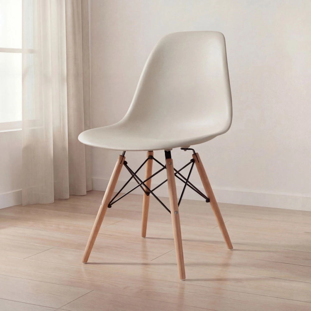 Cadeira de jantar Charles Eames Eiffel DSW em Polipropileno - Nude Cadeira de jantar Charles Eames Eiffel DSW em Polipropileno - Nude