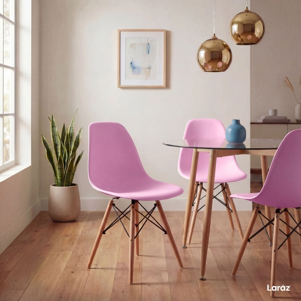 Cadeira de jantar Charles Eames Eiffel DSW em Polipropileno - Rosa claro Cadeira de jantar Charles Eames Eiffel DSW em Polipropileno - Rosa claro