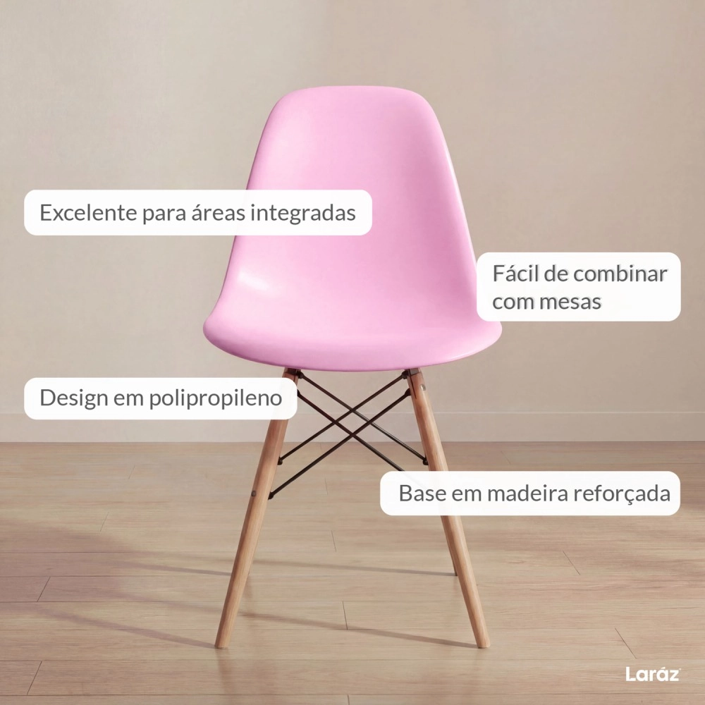 Cadeira de jantar Charles Eames Eiffel DSW em Polipropileno - Rosa claro Cadeira de jantar Charles Eames Eiffel DSW em Polipropileno - Rosa claro