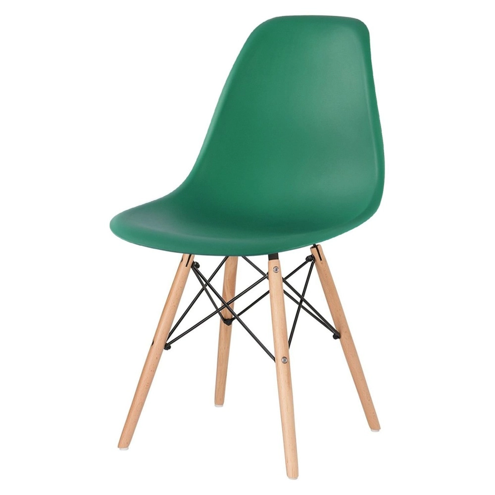 Cadeira de jantar Charles Eames Eiffel DSW em Polipropileno - Verde escuro