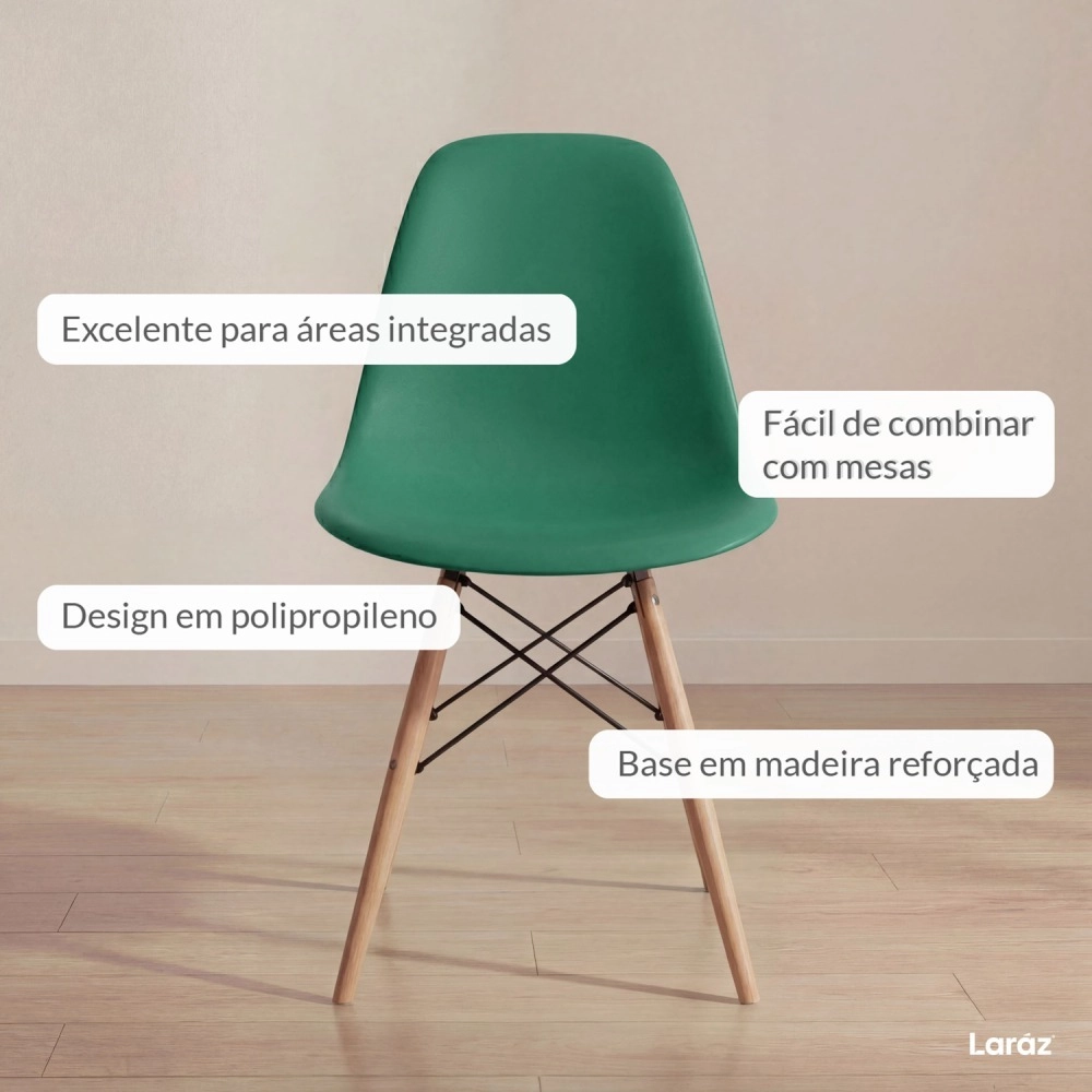 Cadeira de jantar Charles Eames Eiffel DSW em Polipropileno - Verde escuro