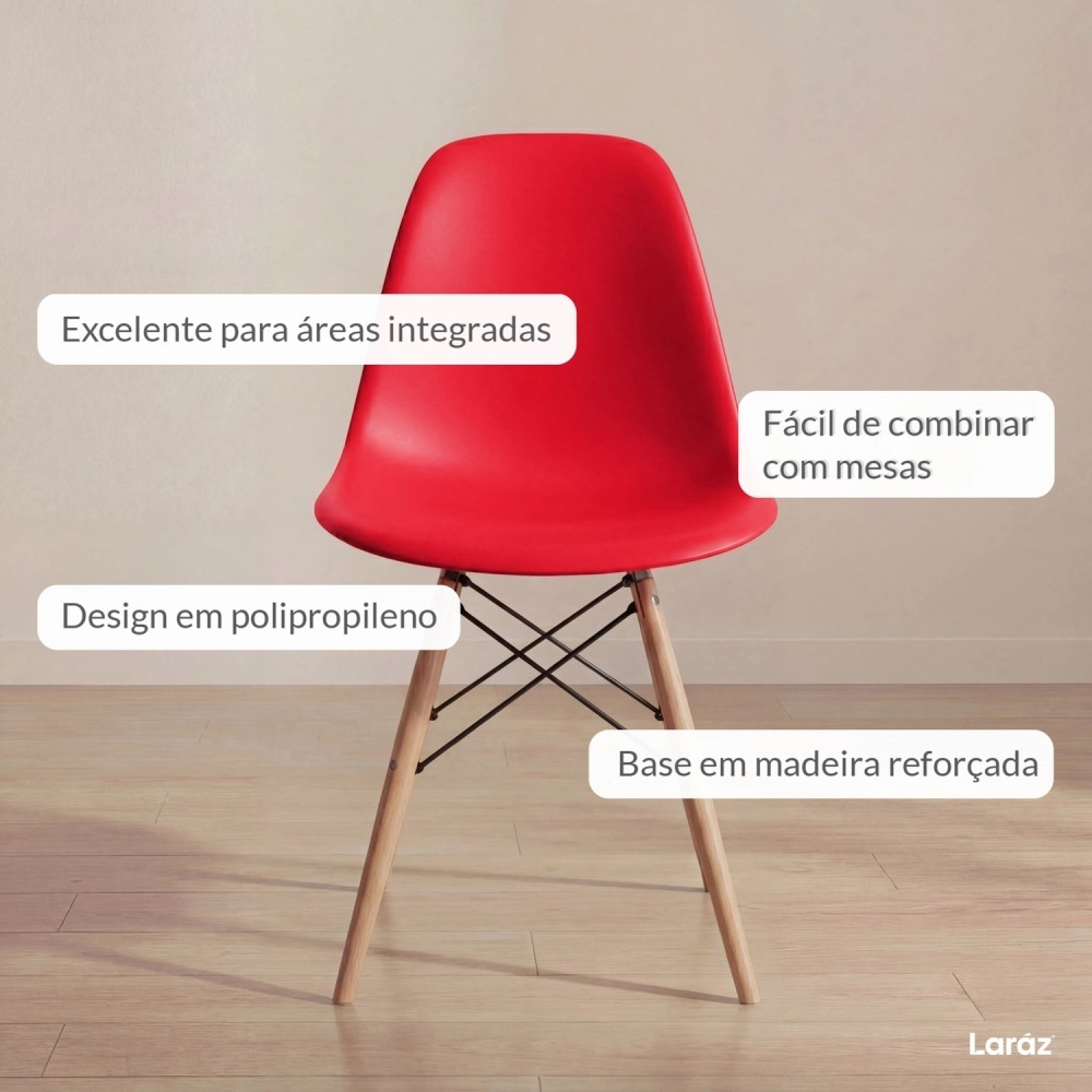 Cadeira de jantar Charles Eames Eiffel DSW em Polipropileno - Vermelho Cadeira de jantar Charles Eames Eiffel DSW em Polipropileno - Vermelho