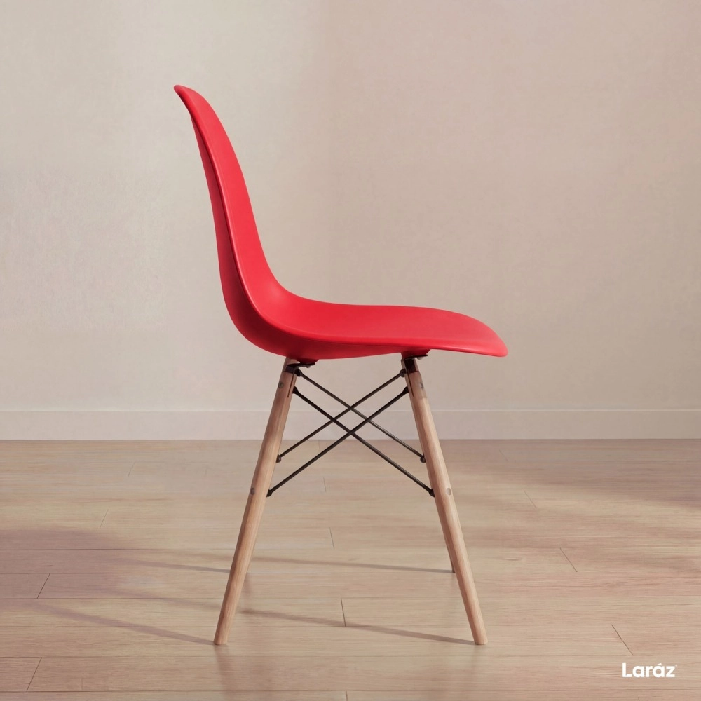 Cadeira de jantar Charles Eames Eiffel DSW em Polipropileno - Vermelho Cadeira de jantar Charles Eames Eiffel DSW em Polipropileno - Vermelho
