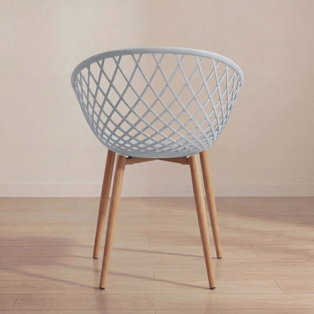 Cadeira de jantar Clarice Nest com design moderno e anatômico - Cinza Cadeira de jantar Clarice Nest com design moderno e anatômico - Cinza