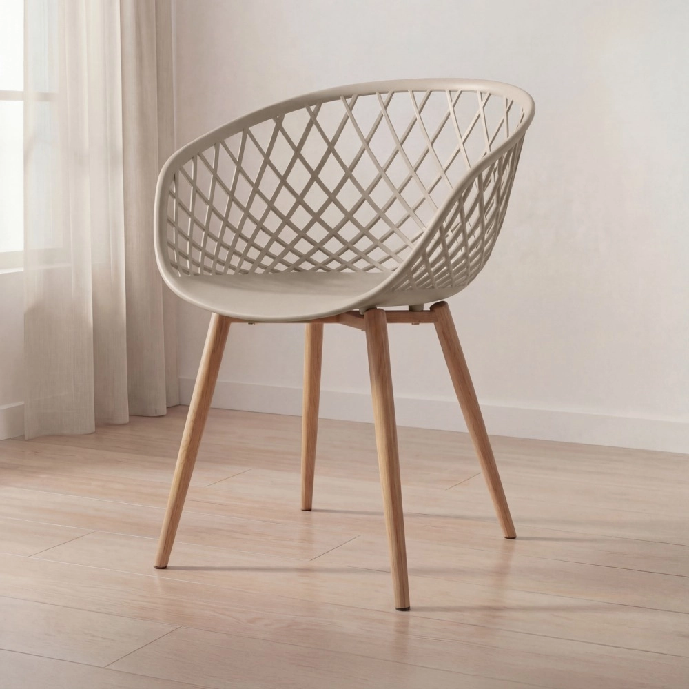 Cadeira de jantar Clarice Nest com design moderno e anatômico - Nude Cadeira de jantar Clarice Nest com design moderno e anatômico - Nude