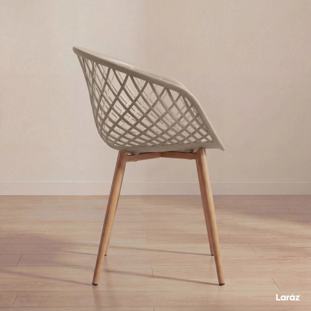 Cadeira de jantar Clarice Nest com design moderno e anatômico - Nude Cadeira de jantar Clarice Nest com design moderno e anatômico - Nude