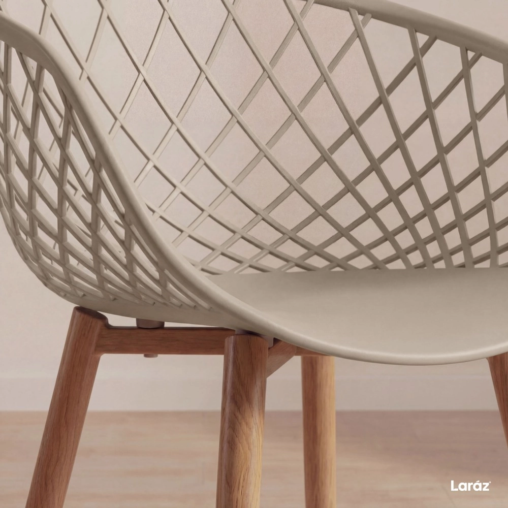 Cadeira de jantar Clarice Nest com design moderno e anatômico - Nude Cadeira de jantar Clarice Nest com design moderno e anatômico - Nude