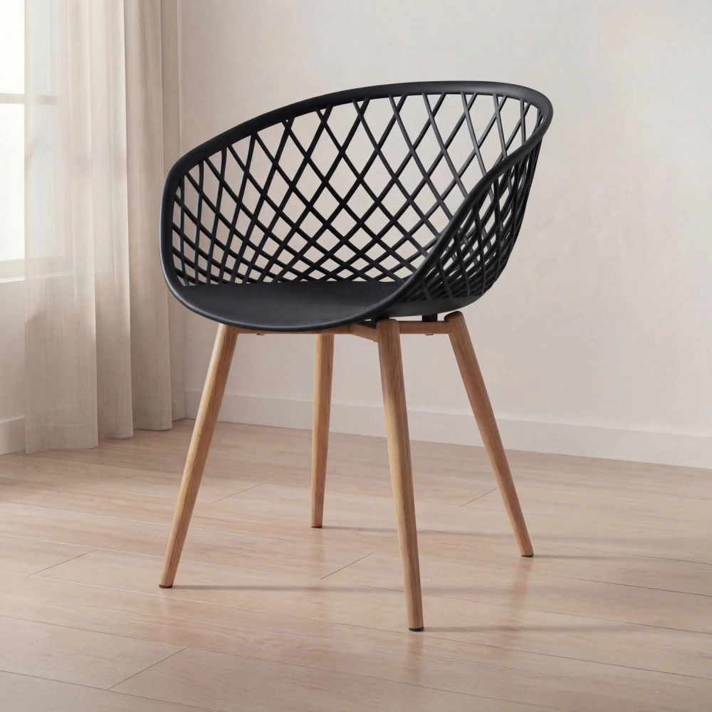 Cadeira de jantar Clarice Nest com design moderno e anatômico - Preto Cadeira de jantar Clarice Nest com design moderno e anatômico - Preto